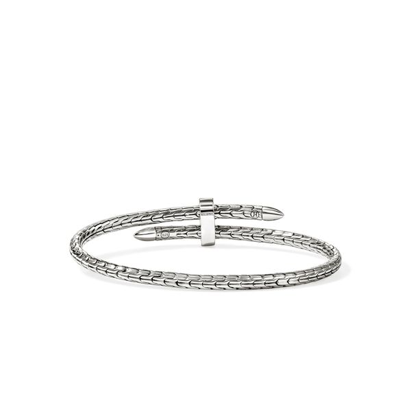 John Hardy Spear Diamond Pave Silver Flex Cuff .16CTW Size M Image 2 Bradley's Jewelers Jacksonville, NC