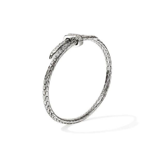 John Hardy Spear Diamond Pave Silver Flex Cuff .16CTW Size M Image 3 Bradley's Jewelers Jacksonville, NC