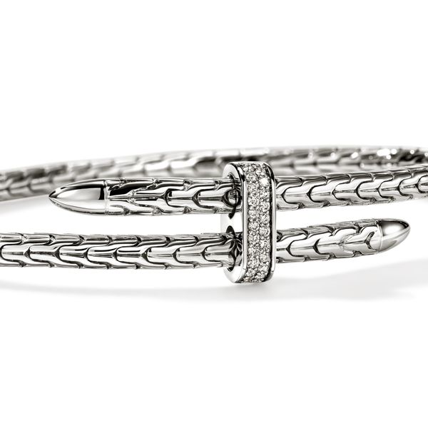 John Hardy Spear Diamond Pave Silver Flex Cuff .16CTW Size M Image 4 Bradley's Jewelers Jacksonville, NC