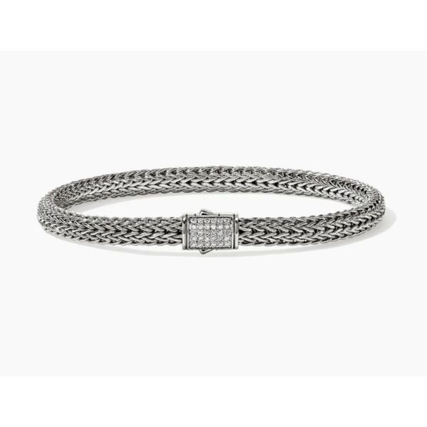 John Hardy Icon Silver Diamond Pavé 0.15 CTW 5mm Extra Small Bracelet, Size M Bradley's Jewelers Jacksonville, NC