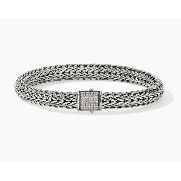 John Hardy Icon Silver Diamond Pavé 0.18 CTW 6.5mm Small Bracelet, Size M Bradley's Jewelers Jacksonville, NC
