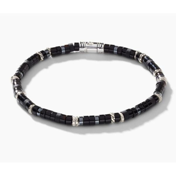 John Hardy Heishi Silver Black Onyx & Hematite Bead Bracelet, Size L Bradley's Jewelers Jacksonville, NC