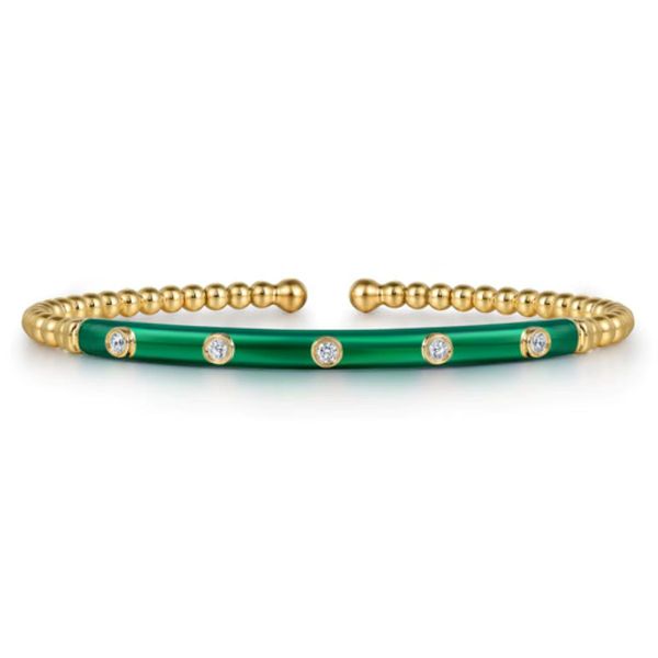 Gabriel & Co. 14K Yellow Gold Bujukan Diamond Bangle Bracelet 0.14 CTW Bradley's Jewelers Jacksonville, NC