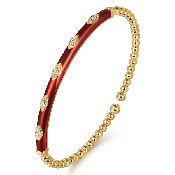Gabriel & Co. 14K Yellow Gold Diamond Bujukan Bangle Bracelet Image 2 Bradley's Jewelers Jacksonville, NC