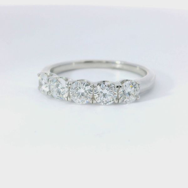 14K White Gold Five-Stone Lab-Grown Diamond Anniversary Band Image 2 Bradley's Jewelers Jacksonville, NC