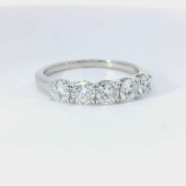 14K White Gold Five-Stone Lab-Grown Diamond Anniversary Band Image 3 Bradley's Jewelers Jacksonville, NC