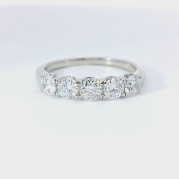 14K White Gold Five-Stone Lab-Grown Diamond Anniversary Band Bradley's Jewelers Jacksonville, NC