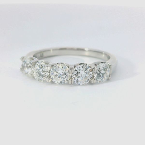 14K White Gold Five-Stone Lab-Grown Diamond Anniversary Ring Image 2 Bradley's Jewelers Jacksonville, NC