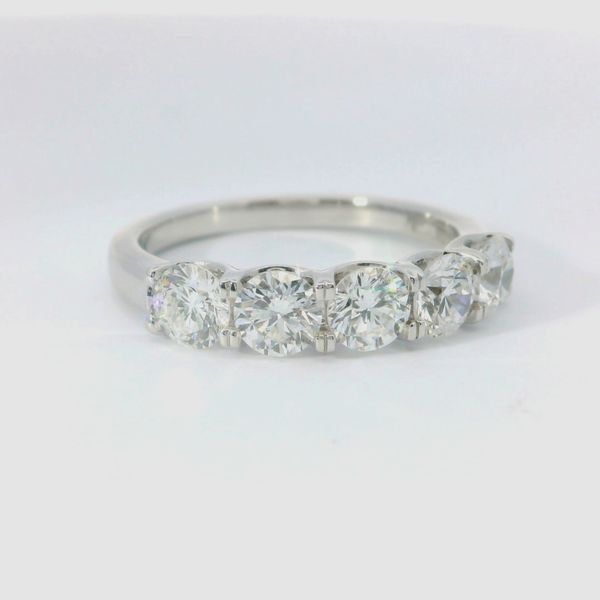 14K White Gold Five-Stone Lab-Grown Diamond Anniversary Ring Image 3 Bradley's Jewelers Jacksonville, NC