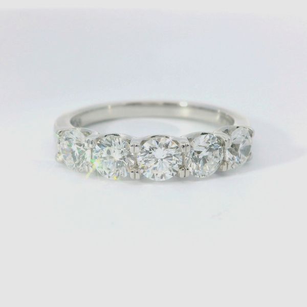 14K White Gold Five-Stone Lab-Grown Diamond Anniversary Ring Bradley's Jewelers Jacksonville, NC