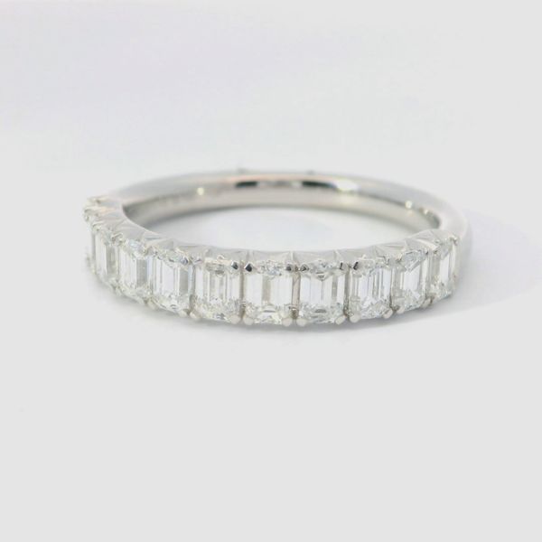 14K White Gold Lab-Grown Emerald-Cut Diamond Band Image 2 Bradley's Jewelers Jacksonville, NC