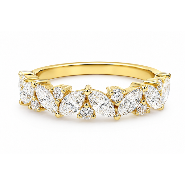14K Yellow Gold 1.00 CTW Mixed-Shape Lab-Grown Diamond Band Bradley's Jewelers Jacksonville, NC
