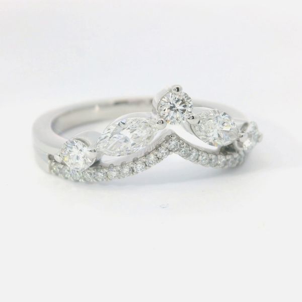 14K White Gold Lab-Grown Multi-Shape Diamond Chevron Band Image 3 Bradley's Jewelers Jacksonville, NC