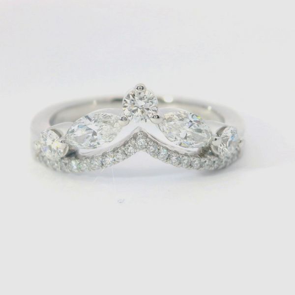 14K White Gold Lab-Grown Multi-Shape Diamond Chevron Band Bradley's Jewelers Jacksonville, NC