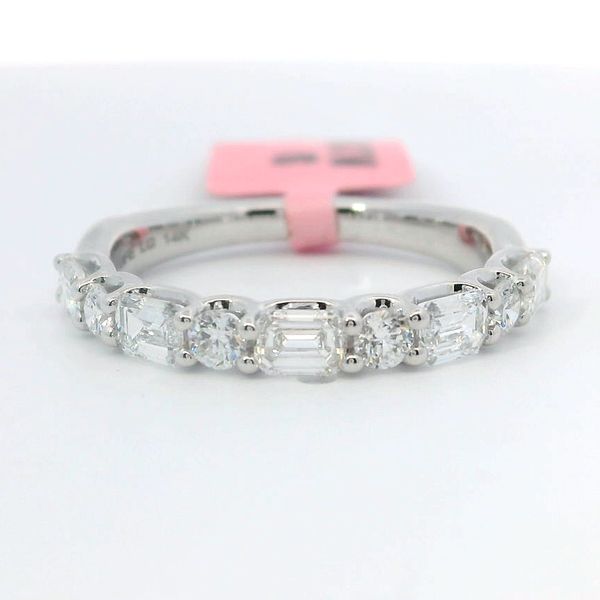14K White Gold Emerald & Round Lab Grown Diamond Band 1.00ctw Bradley's Jewelers Jacksonville, NC