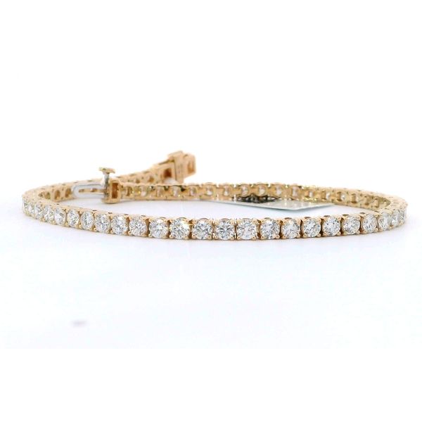 Yellow 14 Karat Tennis Laboratory Grown Diamond Bracelets With = 5.00Twt Round F Vs2 Diamonds Bradley's Jewelers Jacksonville, NC
