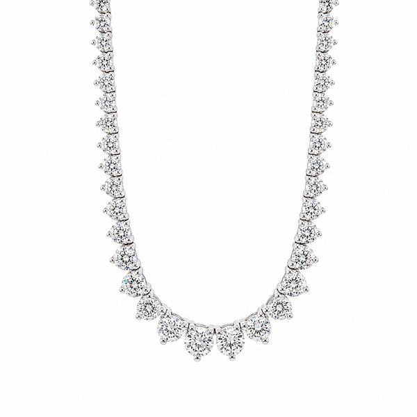 14K White Gold 6.00 CTW Three-Prong Lab-Grown Diamond Riviera Necklace Bradley's Jewelers Jacksonville, NC