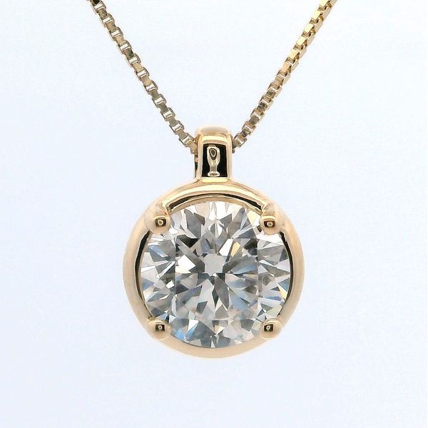 White 14 Karat Illusion Bezel Laboratory Grown Diamond Jewelry With One = 1.00Ct Round F Vs2 Diamond Bradley's Jewelers Jacksonville, NC