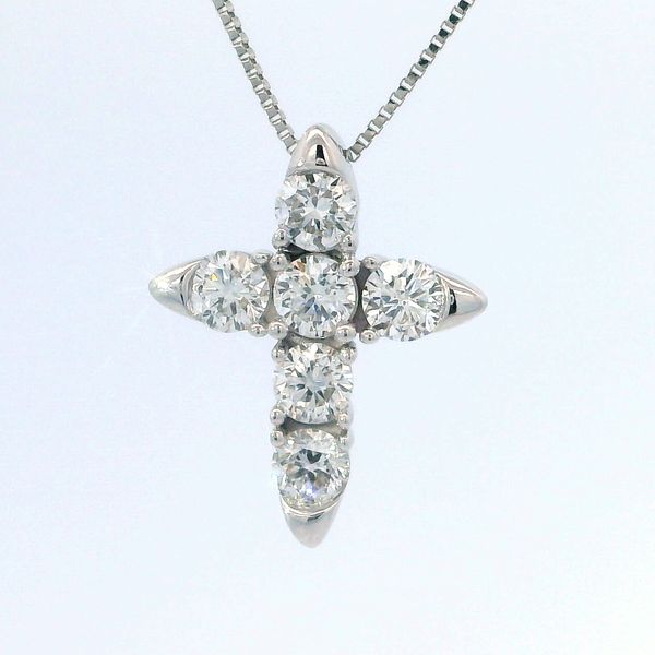 White 14 Karat Cross Laboratory Grown Diamond Jewelry With 6 = 0.75Twt Round E/F Vs2 Diamonds Bradley's Jewelers Jacksonville, NC