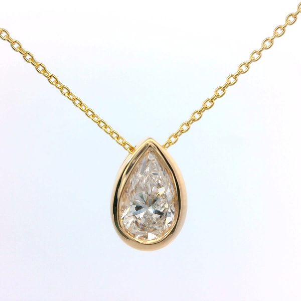 14K Yellow Gold 0.50 Carat Pear Lab Grown Diamond Bezel Set Solitaire Bradley's Jewelers Jacksonville, NC