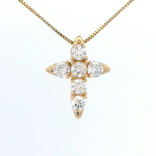 Yellow 14K Gold Lab Grown Diamond Cross Pendant Necklace 0.75 CTW Bradley's Jewelers Jacksonville, NC