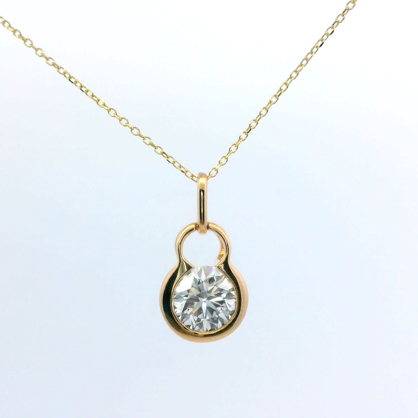 14K Yellow Gold Lab-Grown Diamond Lock Pendant with 1.50 Ct Round Diamond Bradley's Jewelers Jacksonville, NC