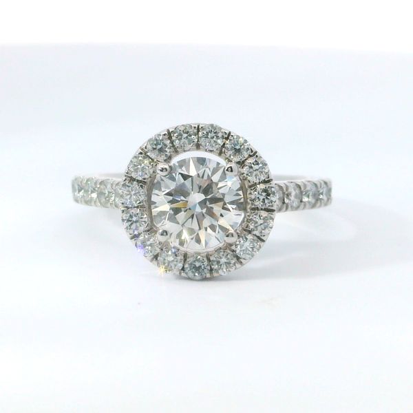 14K White Gold Round Halo Lab Grown Diamond Ring 1.98 CTW Bradley's Jewelers Jacksonville, NC