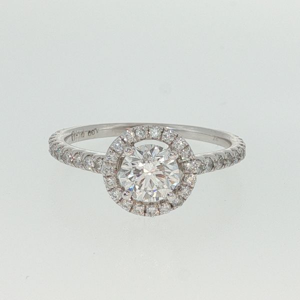 14K White Gold Round Halo Diamond Engagement Ring 1.01CTW Bradley's Jewelers Jacksonville, NC