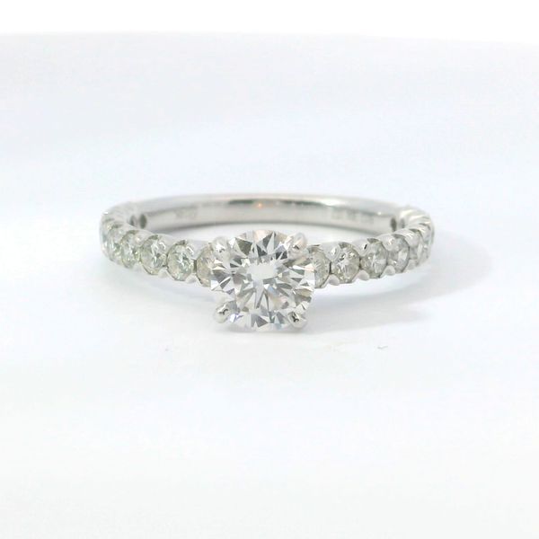 Lab Grown Diamond Prong Set Engagement Ring 14K White Gold – 0.71 Ct Round & 18 x 0.63 Tw Round Bradley's Jewelers Jacksonville, NC