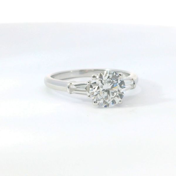 White 14K Lab Grown Diamond Engagement Ring – 1.50 Ct Round & 2 x 0.36 Tw Tapered Baguette Image 2 Bradley's Jewelers Jacksonville, NC