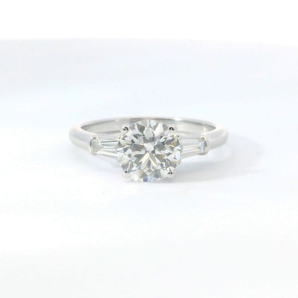White 14K Lab Grown Diamond Engagement Ring – 1.50 Ct Round & 2 x 0.36 Tw Tapered Baguette Bradley's Jewelers Jacksonville, NC