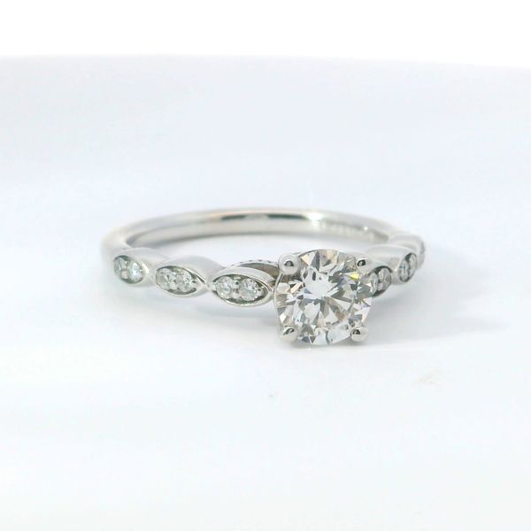 14K White Gold Cathedral Style Diamond Engagement Ring 0.81CTW Image 2 Bradley's Jewelers Jacksonville, NC