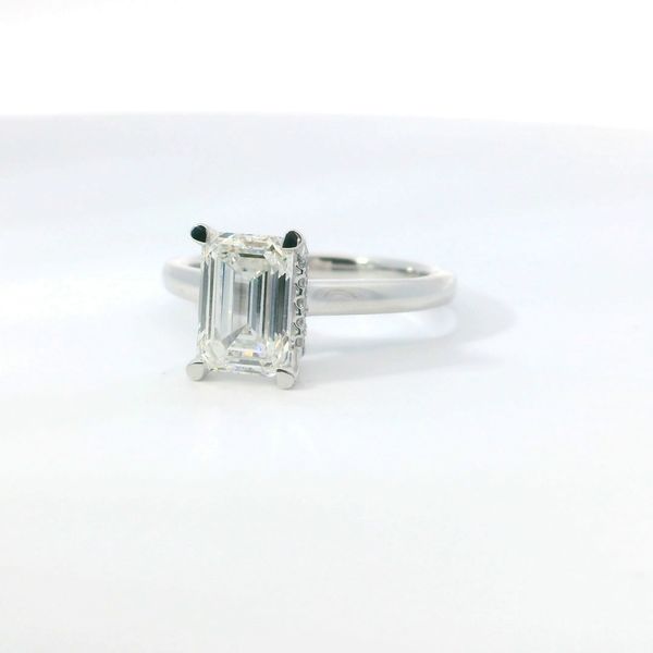 14K White Gold Hidden Halo Lab Grown Emerald Diamond Ring 2.03Ct Image 3 Bradley's Jewelers Jacksonville, NC