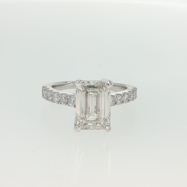 14K White Gold 3.31 Ct Emerald Lab Grown Diamond Basket Set Engagement Ring | Bradley's Jewelers Jacksonville NC Bradley's Jewelers Jacksonville, NC