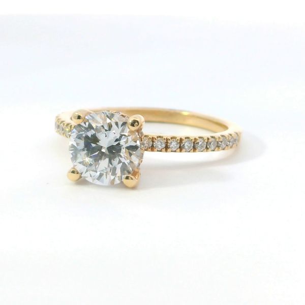 14K Yellow Gold Hidden Halo Lab Grown Diamond Engagement Ring 1.50Ct Round Image 3 Bradley's Jewelers Jacksonville, NC