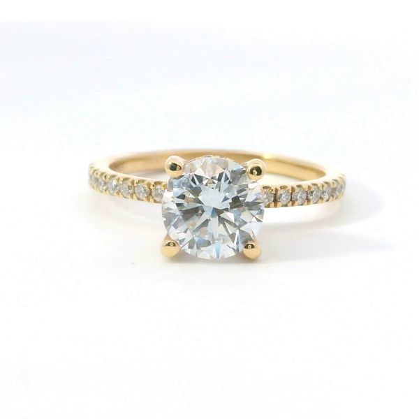 14K Yellow Gold Hidden Halo Lab Grown Diamond Engagement Ring 1.50Ct Round Bradley's Jewelers Jacksonville, NC