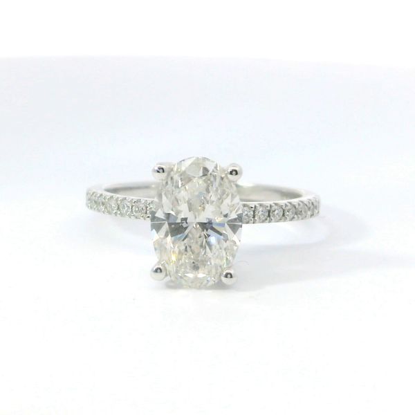 14K White Gold Hidden Halo Oval Lab Grown Diamond Ring 1.98Ct F VS2 Bradley's Jewelers Jacksonville, NC