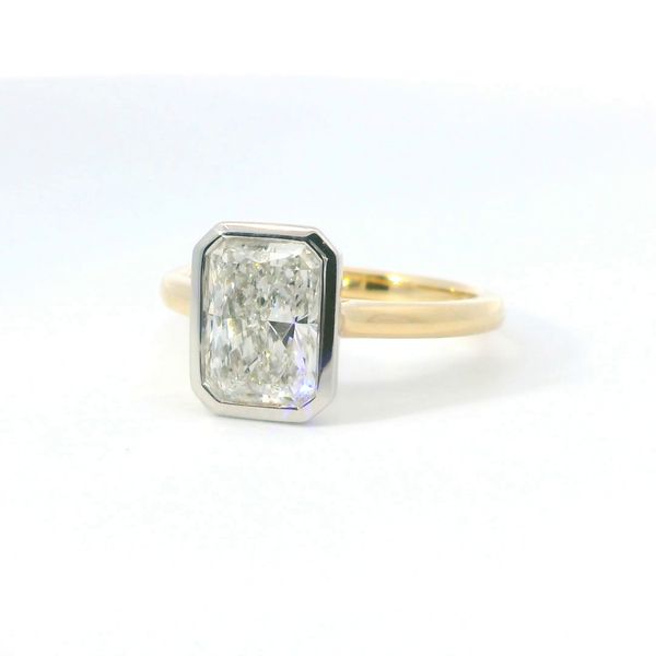 Two Tone 14K Lab Grown Diamond Solitaire Ring – 2.12 Ct Radiant F VS1 Image 3 Bradley's Jewelers Jacksonville, NC