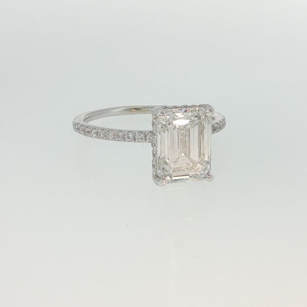 14K White Gold Hidden Halo Emerald Lab Grown Diamond Bridal 3.31 CTW Image 2 Bradley's Jewelers Jacksonville, NC