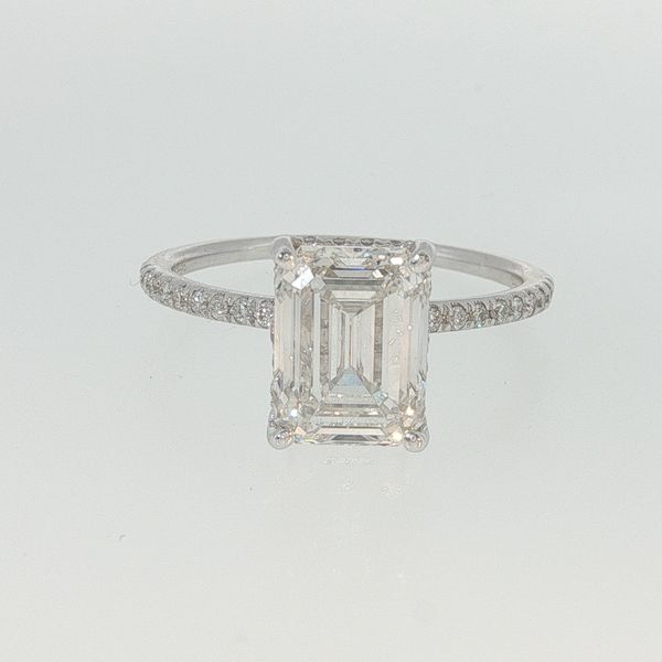 14K White Gold Hidden Halo Emerald Lab Grown Diamond Bridal 3.31 CTW Bradley's Jewelers Jacksonville, NC