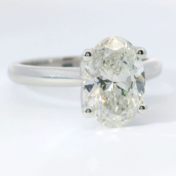 Lab Grown Diamond Solitaire Ring 14K White Gold – 2.00 Ct Oval F VS1 Image 2 Bradley's Jewelers Jacksonville, NC