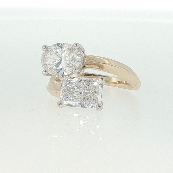 Yellow 14K Lab Grown Diamond Moi et Toi Bridal Ring – 2.01 Ct Oval E VVS2 & 2.02 Ct Radiant D VS1 Image 3 Bradley's Jewelers Jacksonville, NC