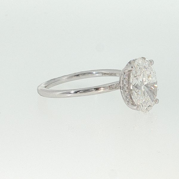 14K White Gold Cathedral Lab Grown Diamond Ring | 3.00 CT Oval Diamond Image 2 Bradley's Jewelers Jacksonville, NC