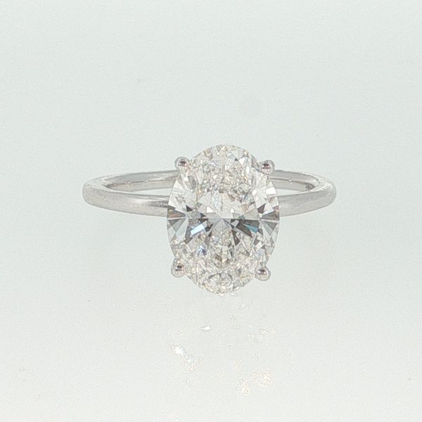 14K White Gold Cathedral Lab Grown Diamond Ring | 3.00 CT Oval Diamond Bradley's Jewelers Jacksonville, NC
