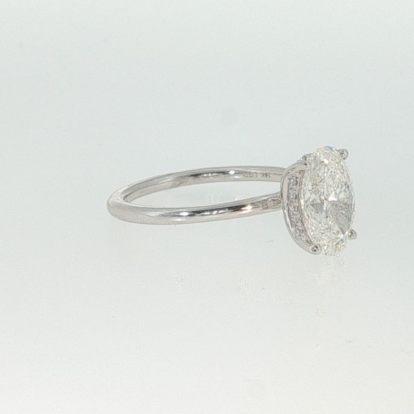 14K White Gold Hidden Halo Lab Grown Diamond Ring | 2.04 CT Oval Diamond Image 2 Bradley's Jewelers Jacksonville, NC