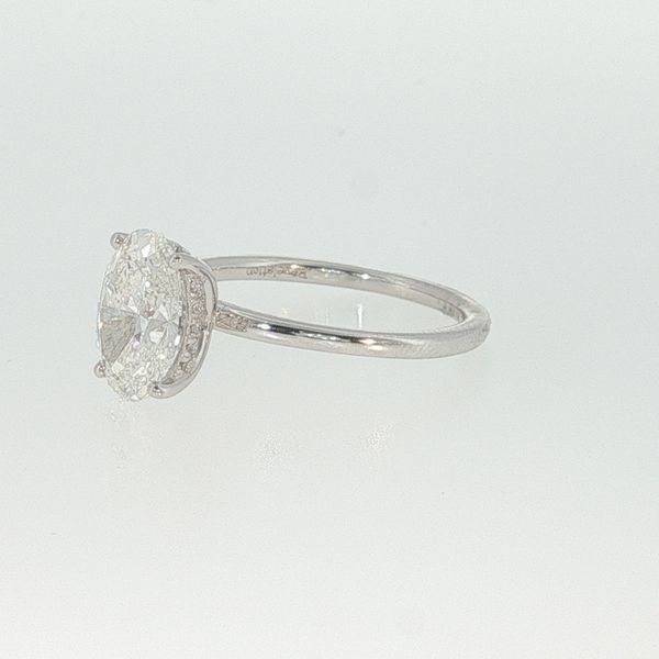 14K White Gold Hidden Halo Lab Grown Diamond Ring | 2.04 CT Oval Diamond Image 3 Bradley's Jewelers Jacksonville, NC