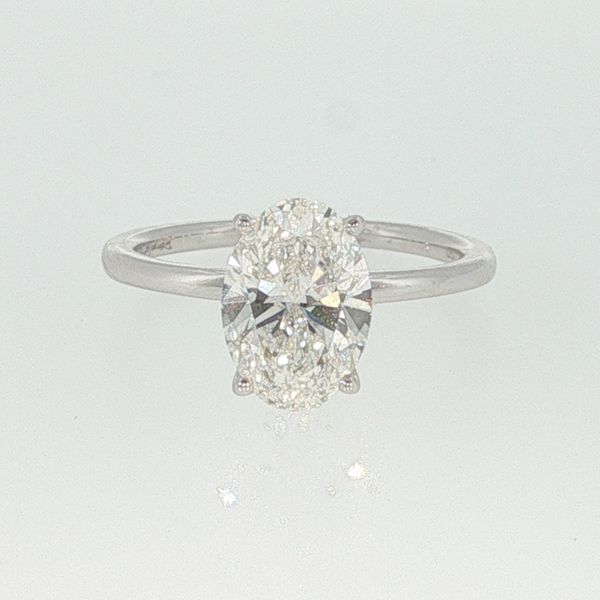 14K White Gold Hidden Halo Lab Grown Diamond Ring | 2.04 CT Oval Diamond Bradley's Jewelers Jacksonville, NC