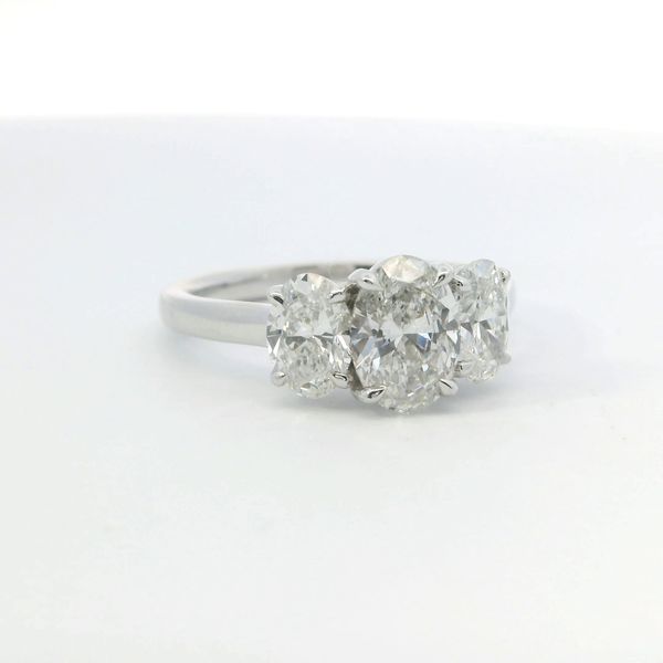 White 14K 3-Stone Lab Grown Diamond Bridal Ring – 1.00 Ct Oval & 2 x 1.08 Tw Oval Image 2 Bradley's Jewelers Jacksonville, NC