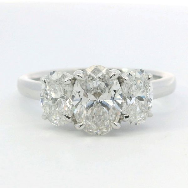 White 14K 3-Stone Lab Grown Diamond Bridal Ring – 1.00 Ct Oval & 2 x 1.08 Tw Oval Bradley's Jewelers Jacksonville, NC