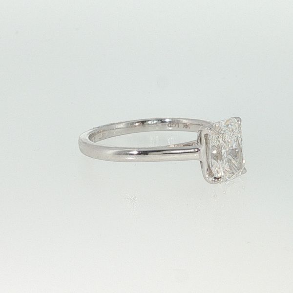 14K White Gold Cathedral Lab Grown Diamond Engagement Ring | 1.53 CT Radiant Image 2 Bradley's Jewelers Jacksonville, NC